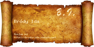 Bródy Ida névjegykártya